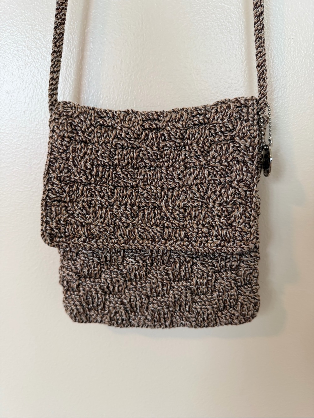 THE SAK Brown & Tan Knit Crochet Crossbody Purse
